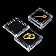 2 Pieces Small Acrylic Jewelry Box with Lid Clear Gemstone Display Box Container
