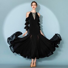 Latin Ballroom Dance Dress Modern Salsa Waltz Standard Long Dress C142 2 Colors