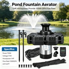 Pond Fountain Aerator 750W -Pond Fountain -1HP 15000 GPH Floating Aerator Pump