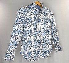 Robert Graham Button-Up Shirt Mens Small Paisley Floral Flip Cuff LS Cotton NEW