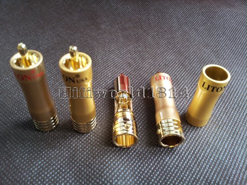 4x USA LT HIFI vergoldet RCA Stecker Stecker Kabel Audio Stecker - Bild 2 von 3