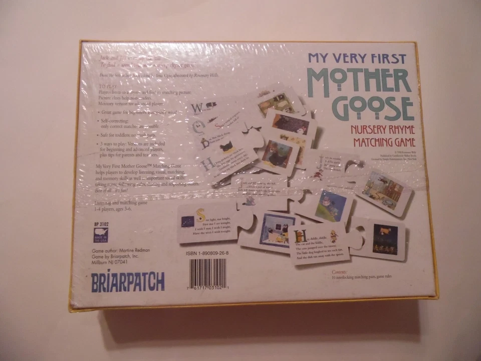 Briarpatch My Very First Mother Goose Nursery Rhyme Matching Game1998 NEW/SEALED - Image 2 of 2