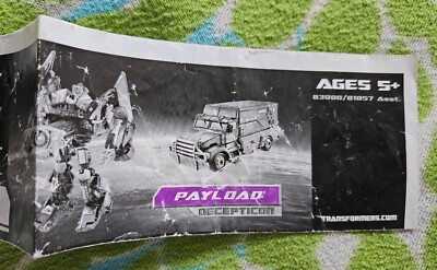 Transformers Movie Deluxe Payload booklet, As Is 2007