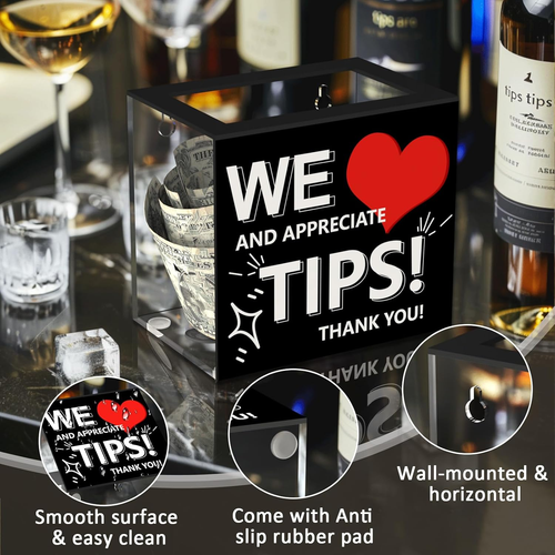 Barattolo Tip per Barista Acrilico Tip Box per Soldi Scatola Suggerimenti Donazione Barattolo Box - Foto 6 di 12