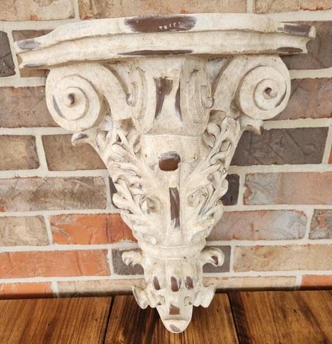Vintage Ornate Distressed Resin Wall Sconce Shelf 16.5"x14.5" - Picture 9 of 9