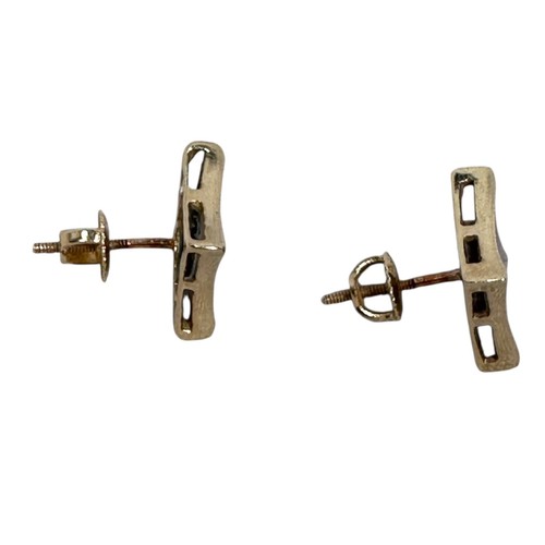 10k Yellow Gold Diamond Earrings Square Kite Invisible Set Princess 3.7g Weight - Picture 4 of 9