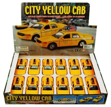 BOX OF 12 NYC MODERN TAXI CAB 5" DIECAST CAR SHOWCASTS 9989DNY