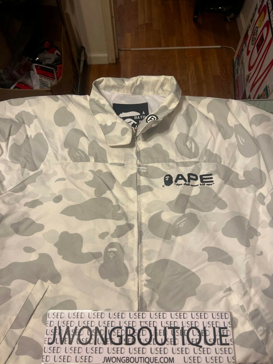 2014 A Bathing Ape Bape Coach Jacket White Snow Camo Size Medium 