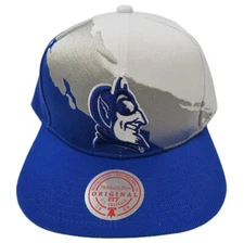 New Duke Blue Devils Mens Mitchell & Ness Flatbrim Snapback Paintbrush Hat $36