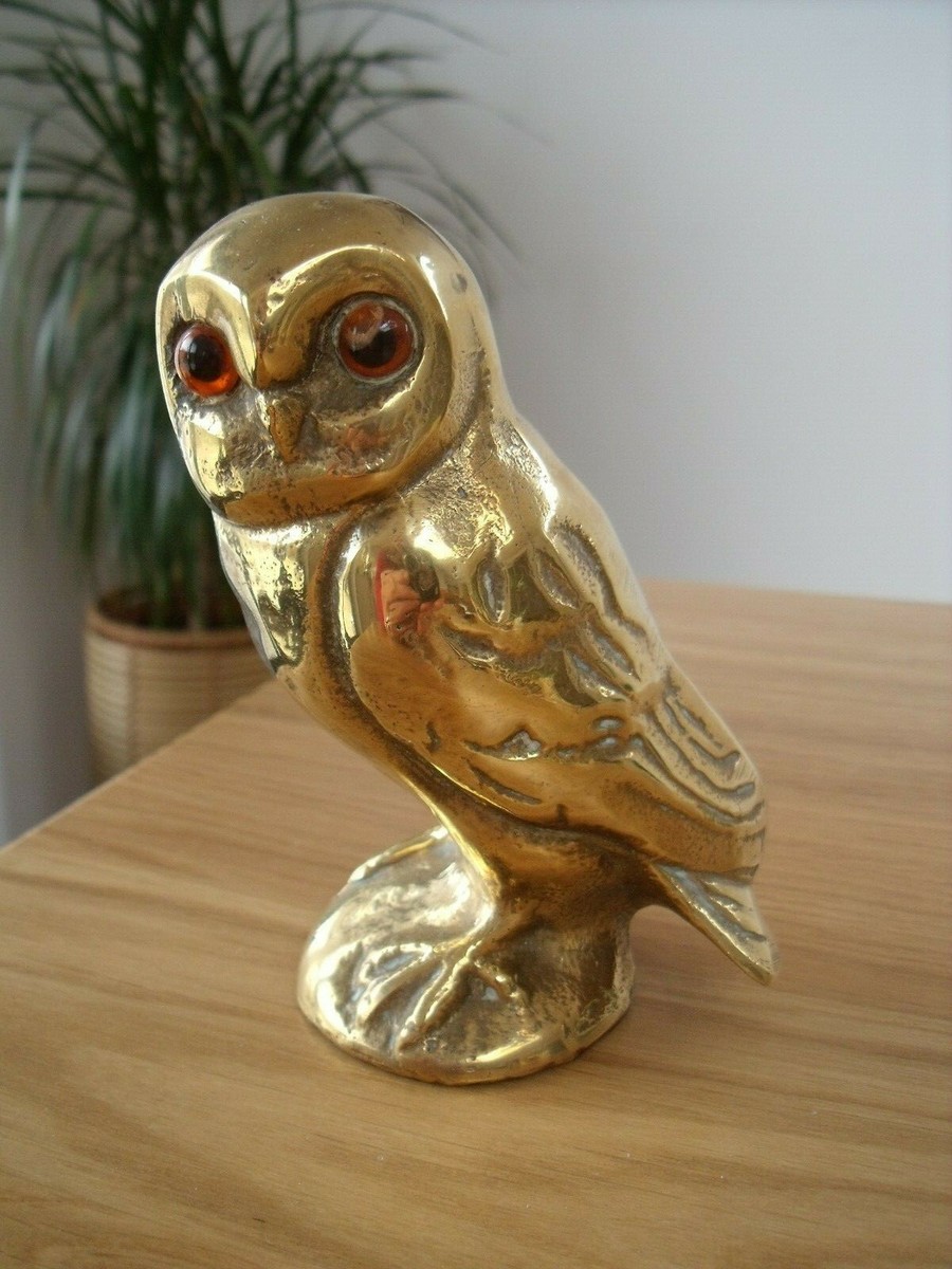 Antique Brass Owl Figure 11cm Tall.