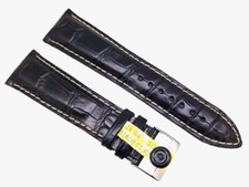 XL Bracciale Per Orologio Louisiana Croco 24Mm Nero Adatto Per Breitling