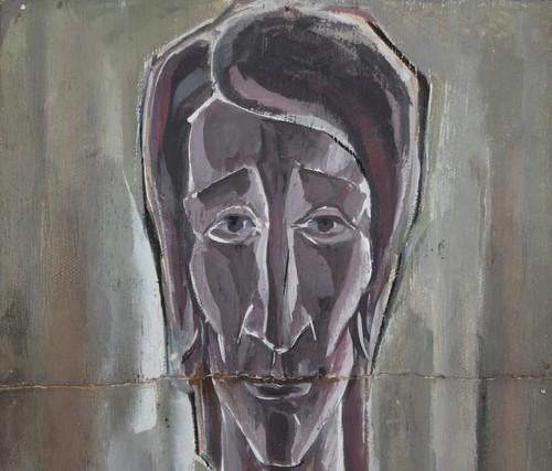 Antique expressionist gouache painting portrait - Picture 9 of 12