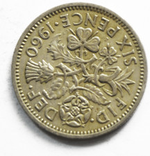 1960 Great Britain 6 Six Pence KM# 903 Copper Nickel Coin