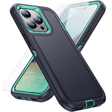 For iPhone 16 Pro Max/16e/15/14/13 Shockproof Rugged Case with Screen Protector