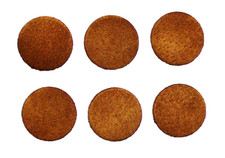 Genuine suede leather buttons 6 Made in USA dark camel color leather 7/8" 23 mm