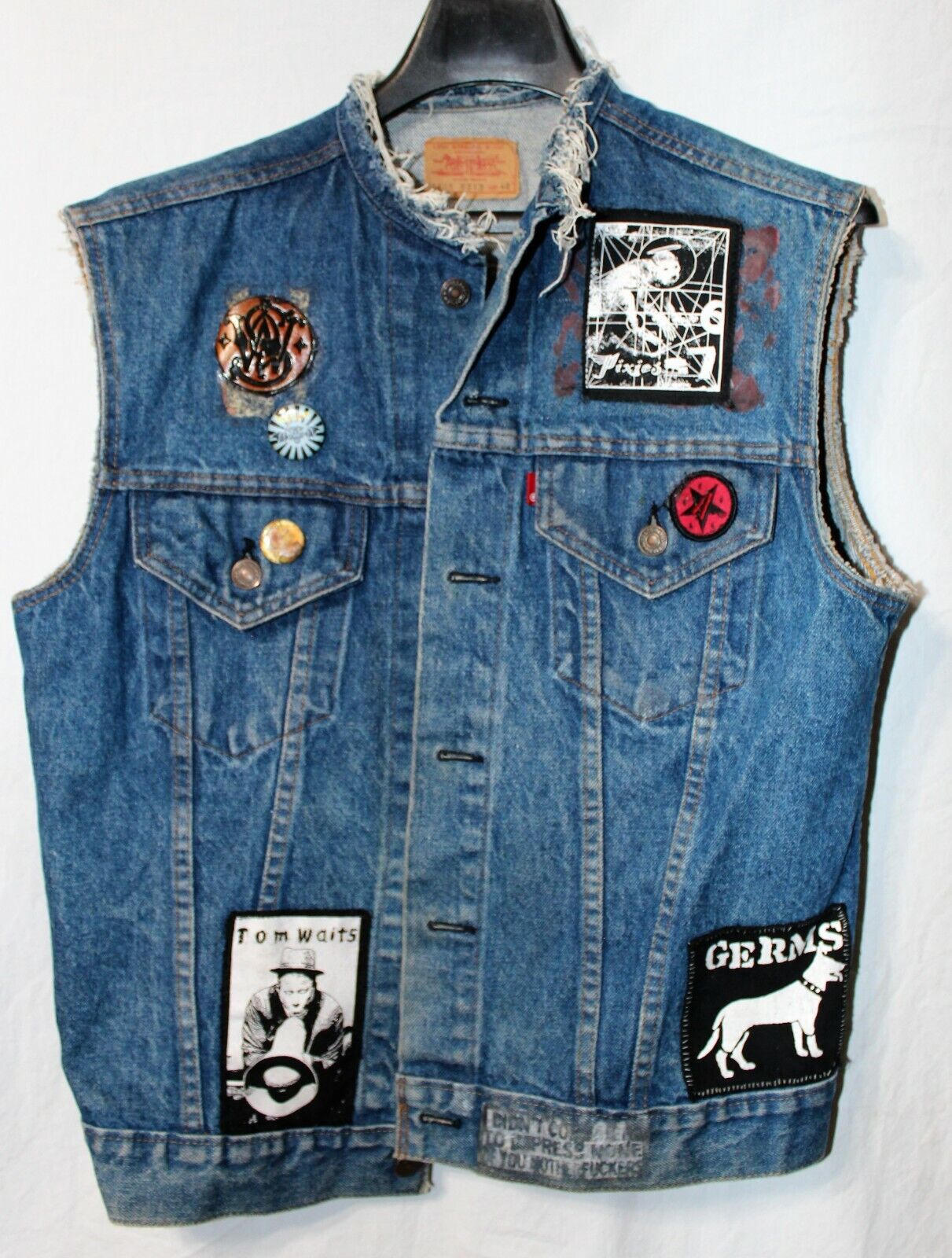 Arthur Gespierd Verscheidenheid KILL CITY DENIM ROCKER PUNK ROCK JEANS JACKET VEST Custom S | eBay