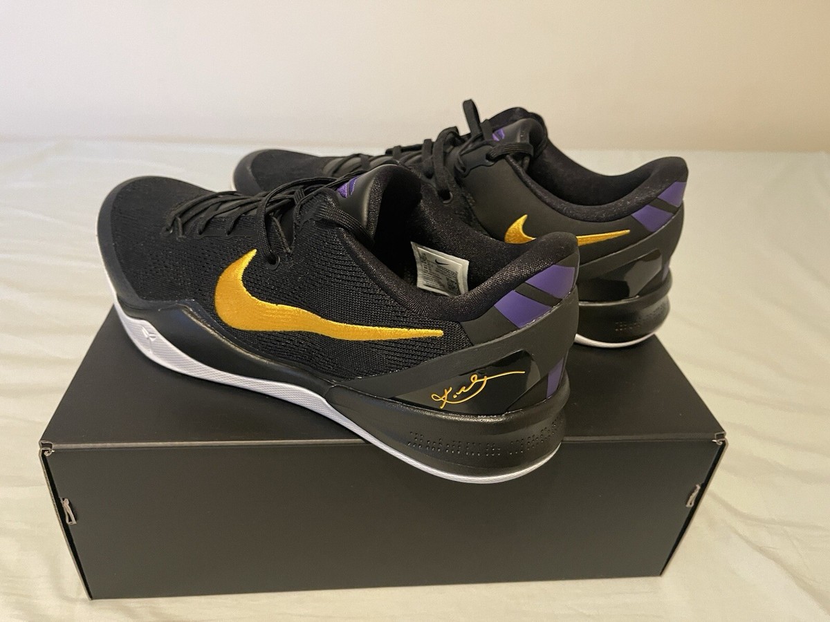 Kobe VIII Protro Black/White/Court Purple/University Gold Size