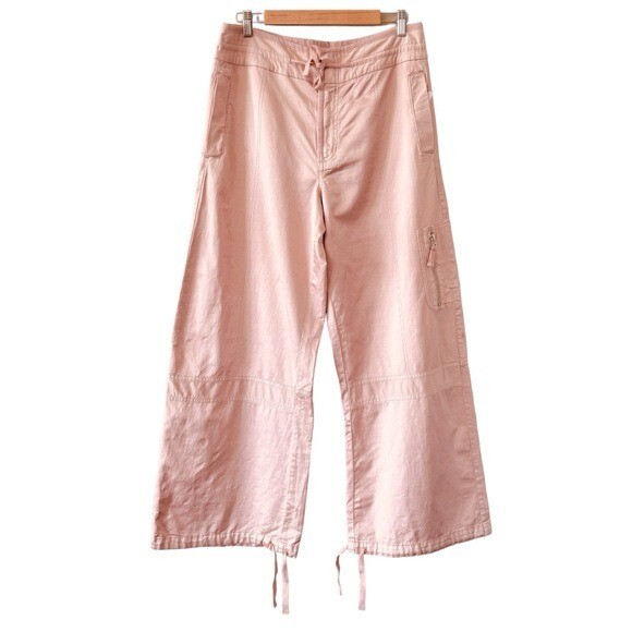 Anthropologie Pilcro Satin Cargo Parachute Pants Pink Combo Size 31 Brand New