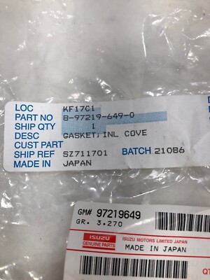 GM ISUZU INLET COVER GASKET 97219649 8-97219649-0 NEW | eBay GM ISUZU INLET COVER GASKET 97219649 8-97219649-0 NEW | eBay