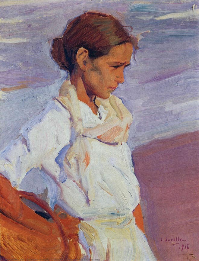 Joaquin Sorolla 油彩画 Pescadora : Joaquin Sorolla y Bastida : Archival Quality Art