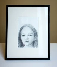 Girl NEW! original pencil drawing framed 8x10inch STUDIO CLEARANCE