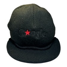 Vintage Google Beanie With Brim Hat Cap Black Red Star District Threads Brand