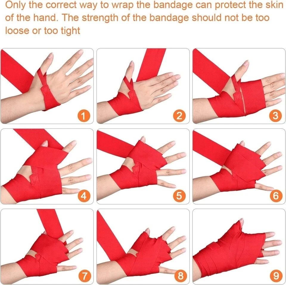 New 1 Pair Boxing Hand Wraps Women Men MMA Muay Thai 98"/196" Boxing Fight USA - Image 3 of 4