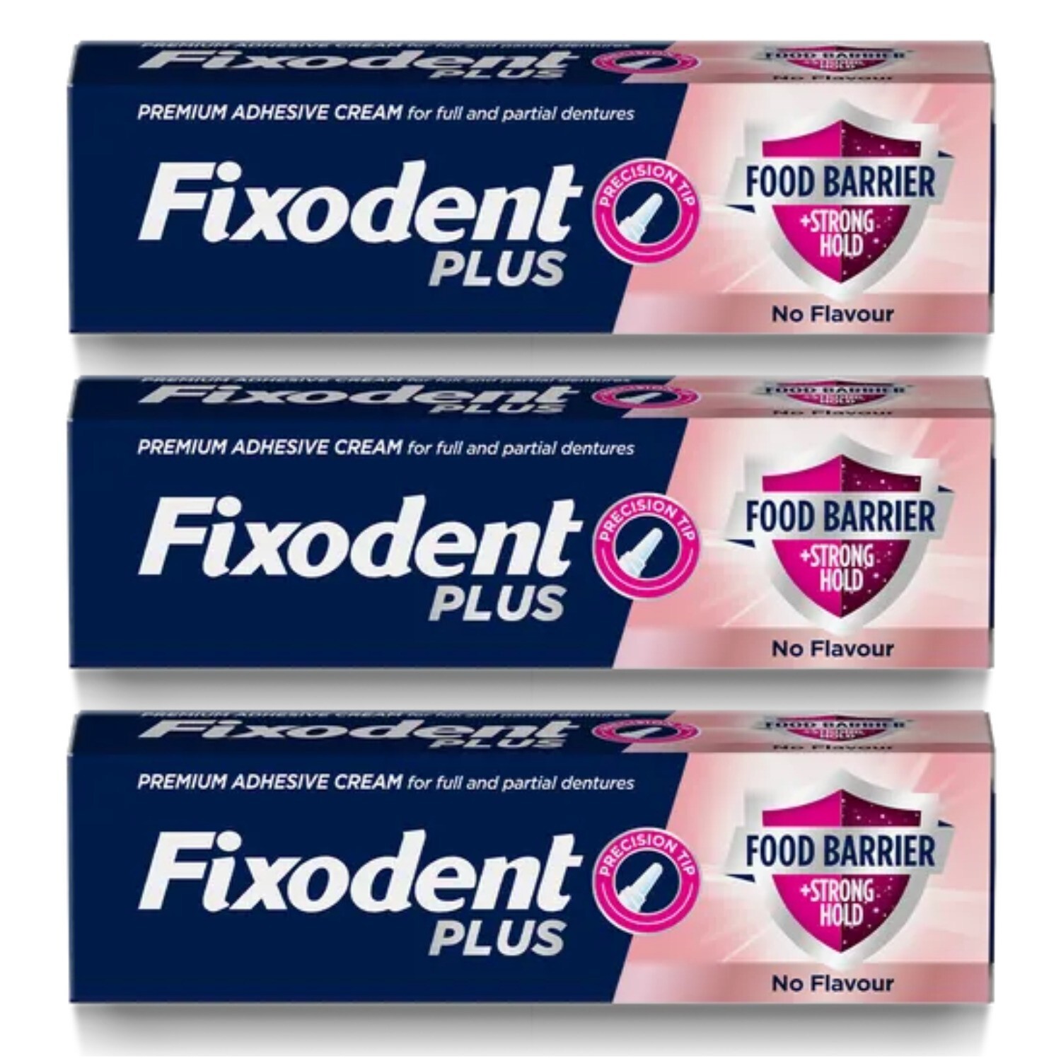 3x Fixodent Plus (Food Barrier) Denture Adhesive Cream NO FLAVOUR/NEUTRAL - 40g - Image 30