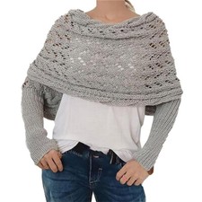 Women Scarf Knitted Warm Sweater Tops Scarves Wrap Winter Shawl with Sleeves