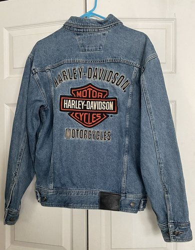 Giacca Jean Vintage Harley Davidson Moto Denim Blu Cotone Uomo Medium - Foto 5 di 7