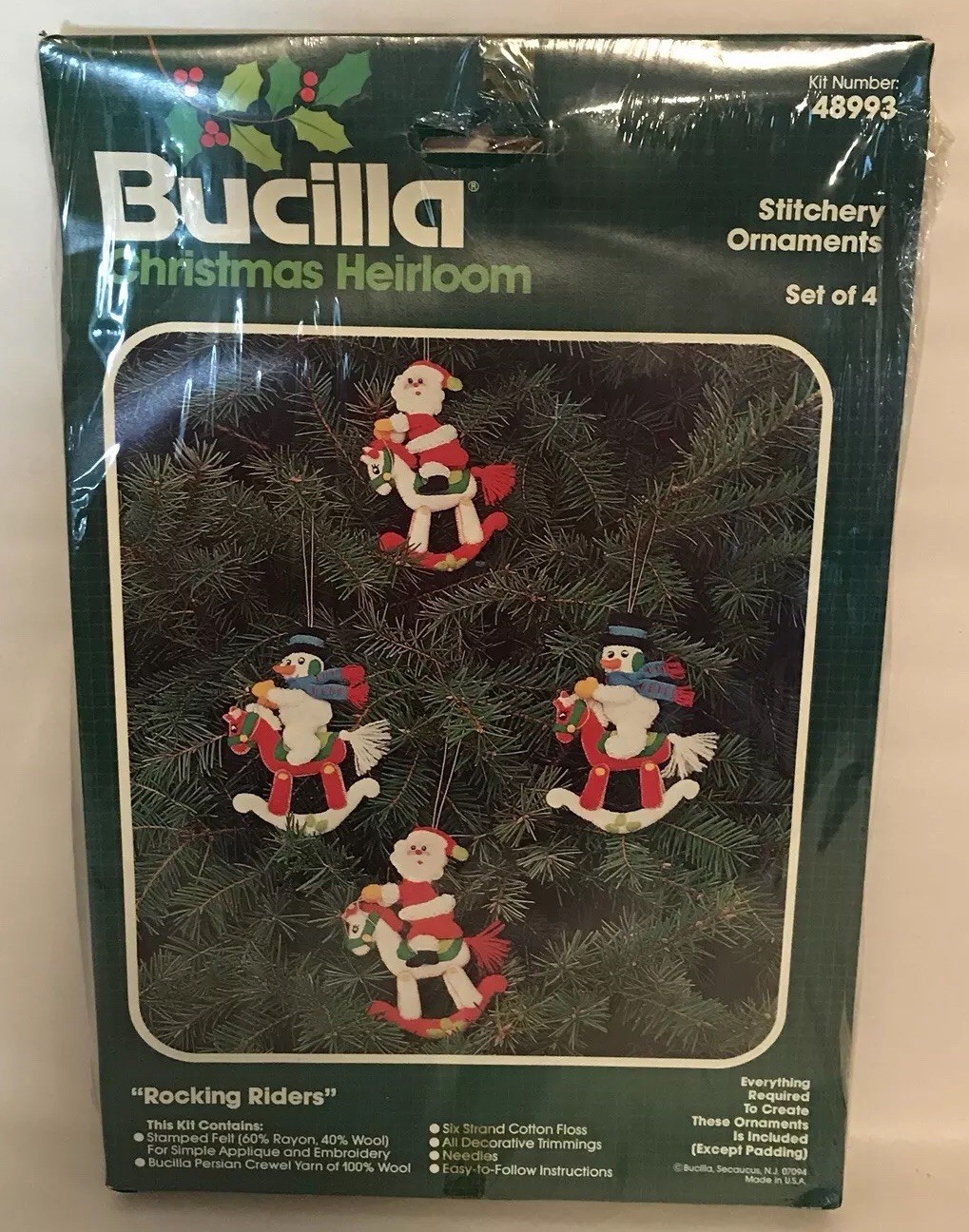 Bucilla Rocking Riders Jeweled Felt Applique Christmas Ornament Kit Horse 48993