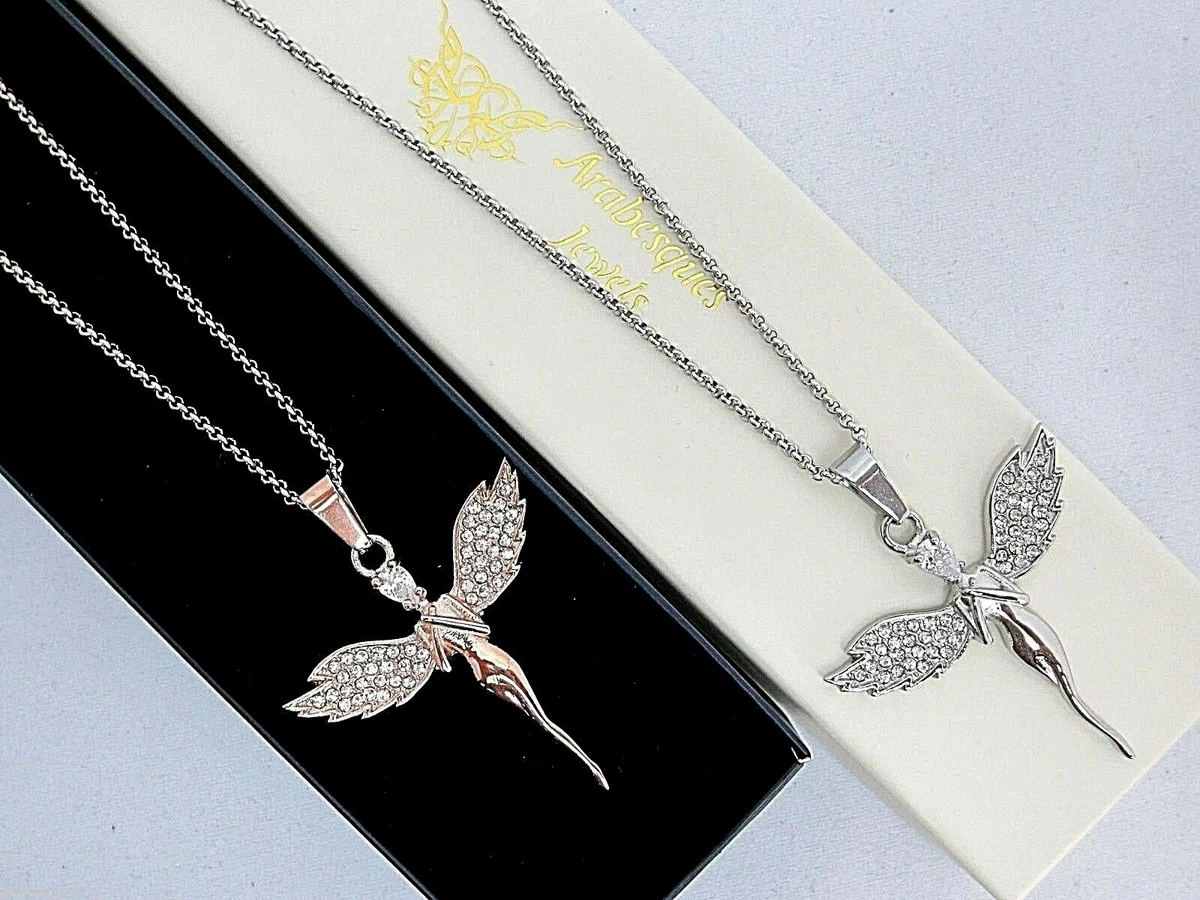 Letter A Piece of My Heart Has Wings Elegant Whisper In My Heart Angel  Necklace for Women