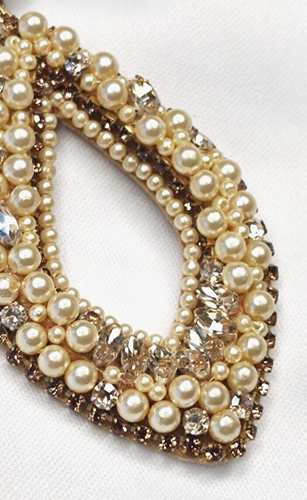 Anthropologie Deepa Gurnani Earrings Pearls Crystals Teardrop Bridal Formal - Picture 3 of 11