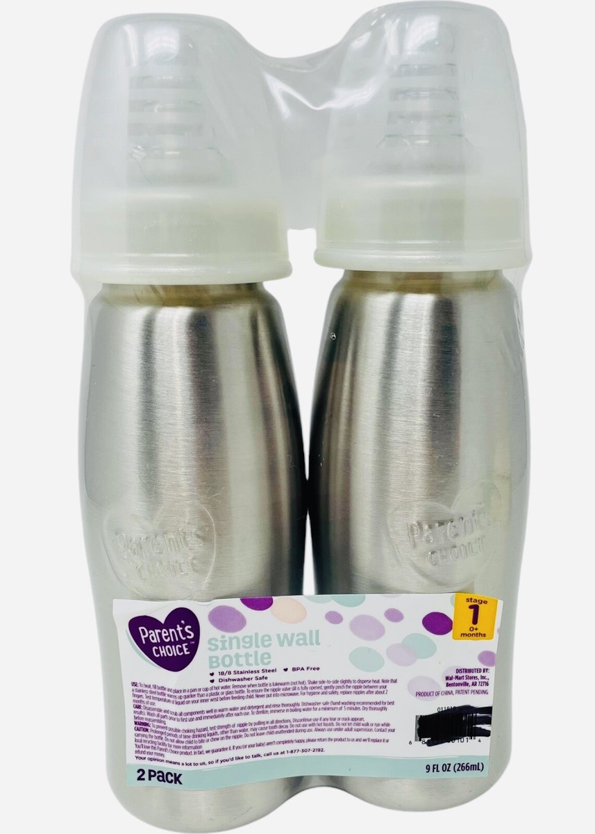 2-Pack oz Single Wall Baby Bottle Stainless Steel Parent's - Main Image