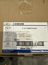 Box Of 25Steel City CXWOW Galvanized Steel Silver 3x2” Switch Box 3.5 Deep Gang