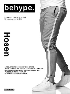 Herren Chino-Hose Mit Nadelstreifen & Seitennähten – Slim Fit, Stretch, Für Business & Freizeit
