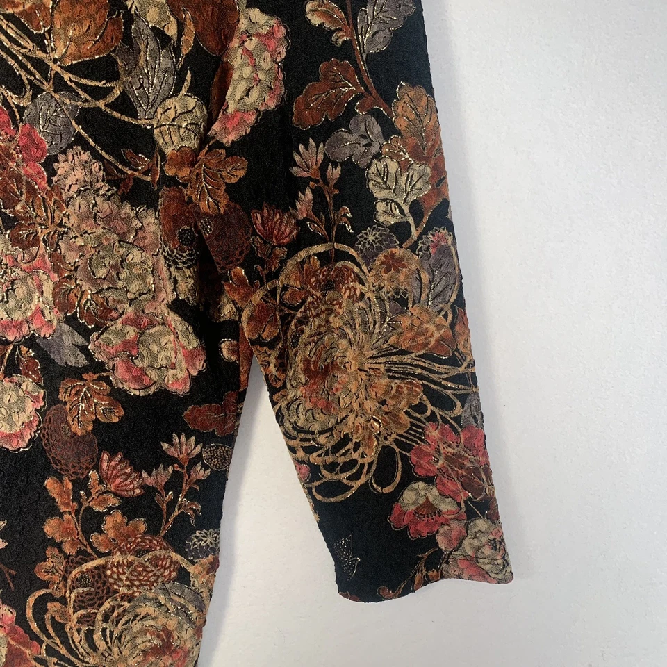 Blusa Top Otoño Colores Mirasol Mujer XL Floral Embellecida Manga 3/4 Foto 4 de 4