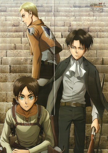poster promo Attack on Titan Kagerou project Mekakucity Actors anime Eren Levi