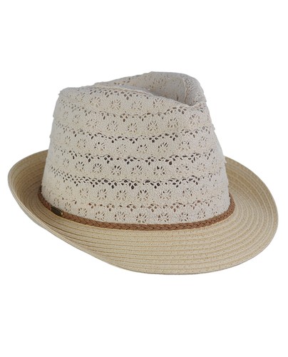 C.C Children's Brown Braided Trim Spring Summer Cotton Lace Vented Fedora CC Hat - Picture 6 of 36