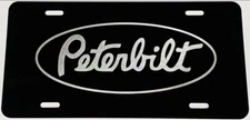 Peterbilt Oval Semi Truck Tag Laser Engraved Black Aluminum License Plate Gift