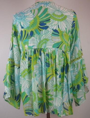 Tropical Embroidered Blouse by Miss June Sun Kiss Top Size 10/12 - Picture 3 of 8