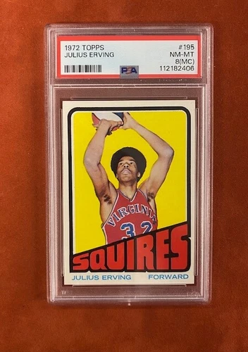1972 Topps Julius Erving " Dr J " ( SQUIRES ) PSA 8 MC Rookie Card RC #195! NICE
