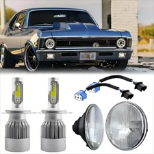 1pair 7inch Round Led Headlights For Chevy Chevelle Nova 69-79 High Low Beam
