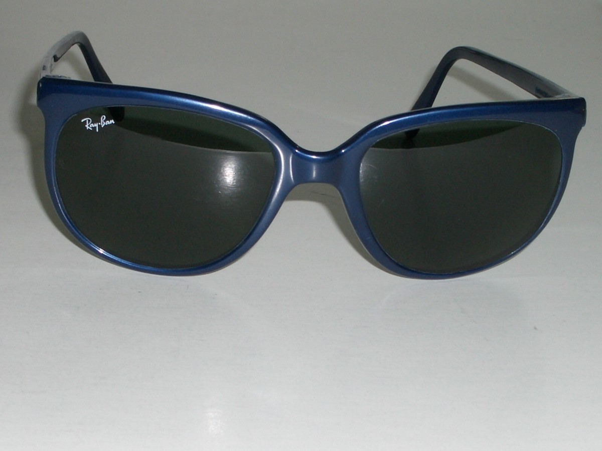 VINTAGE BAUSCH & LOMB RAY-BAN SHINY BLUE NYLON G15 UV CATS 1000