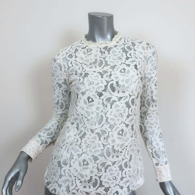 Camicia in pizzo Saint Laurent Guipure crema taglia 34 manica lunga