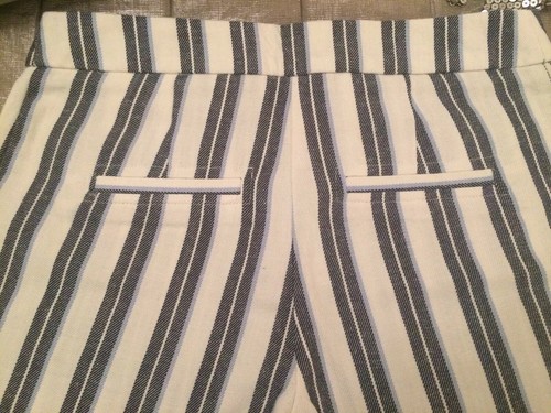 NEXT Navy Striped Shorts UK 6 XS Nautical High Waist Linen Mix Summer Holidays - Picture 9 of 10