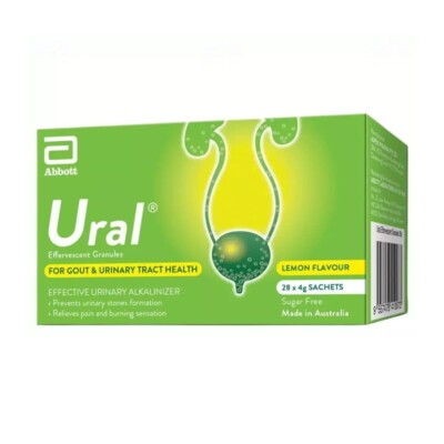 28's Abbott Ural Effervescent Granules Urine Alkalinizer Gout & Urinary Tract