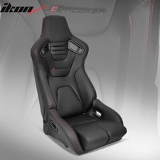 Universal Reclinable Bucket Racing Seat Right Side Dual Sliders Black Pu Leather