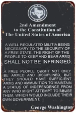  The 2nd Amendment George Washington Vintage Reproduction Metal Sign 8 x 12