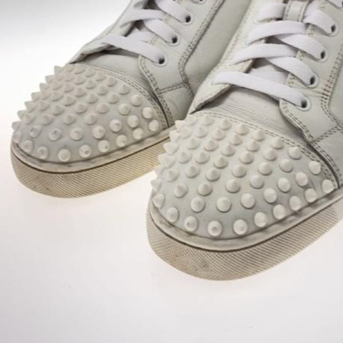 Christian Louboutin Spikes White Leather Low Top Sneakers [US9/VG
